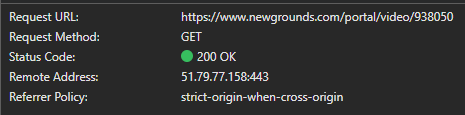 Screenshot of a Newgrounds network request